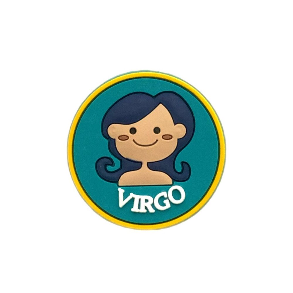 Virgo Zodiac Sign Cartoon Blue Yellow Croc Charm